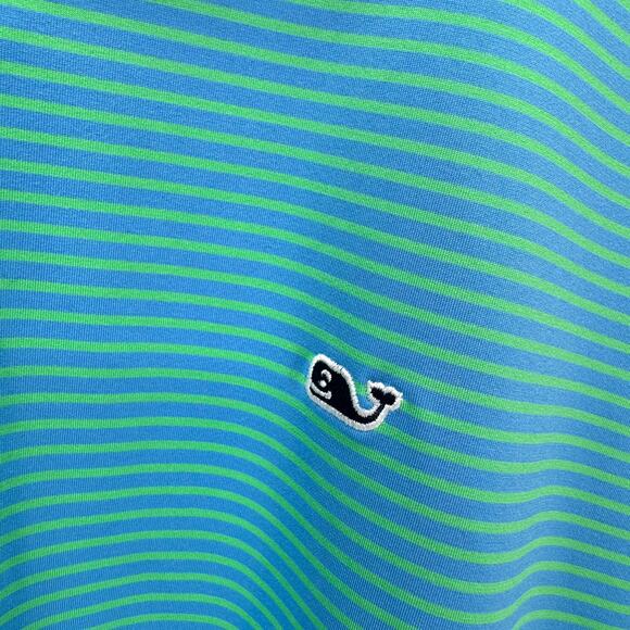 Vineyard Vines Polo Mens Large Blue Green Stripe OTG Sankaty On The Go Shirt - Picture 3 of 6